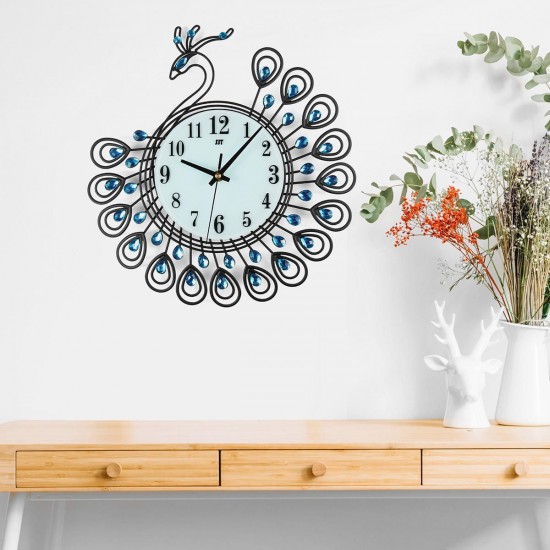 Large DIY 3D Flower Peacock Diamond Wall Clock Metal Modern Home Office Decorations Large DIY 3D Flower Peacock Diamond Wall Clock Metal Modern Home Office Decorations