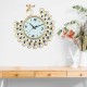 Large DIY 3D Flower Peacock Diamond Wall Clock Metal Modern Home Office Decorations