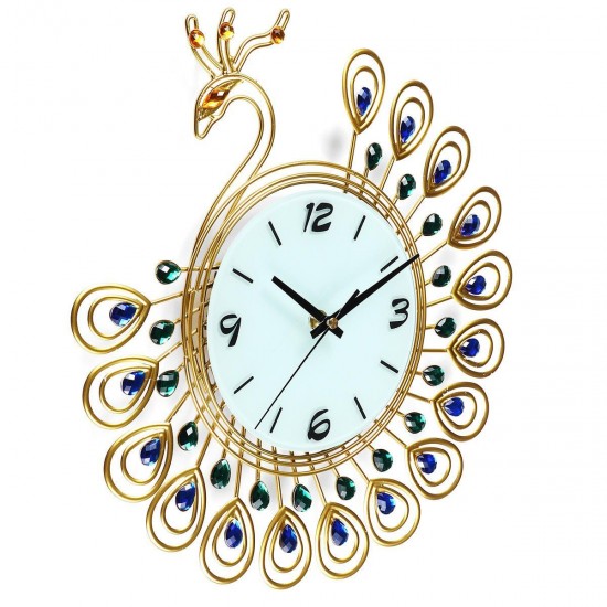 Large DIY 3D Flower Peacock Diamond Wall Clock Metal Modern Home Office Decorations Large DIY 3D Flower Peacock Diamond Wall Clock Metal Modern Home Office Decorations