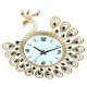 Large DIY 3D Flower Peacock Diamond Wall Clock Metal Modern Home Office Decorations