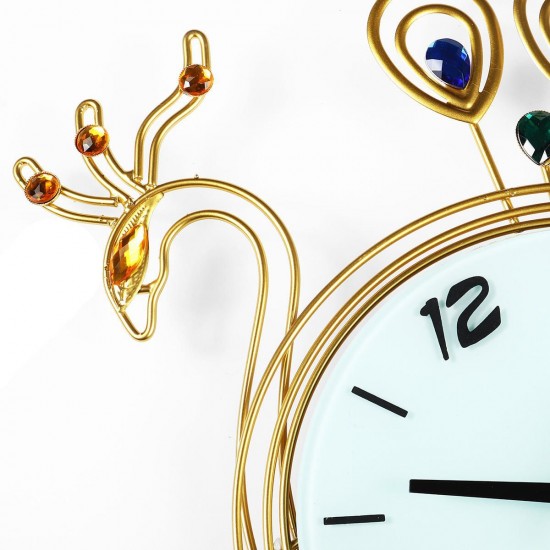 Large DIY 3D Flower Peacock Diamond Wall Clock Metal Modern Home Office Decorations Large DIY 3D Flower Peacock Diamond Wall Clock Metal Modern Home Office Decorations