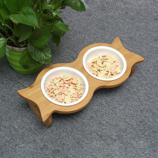 Large Double Pet Bowl Feeder Cat Dog Food Pot Stand Puppy Stainless Steel/Ceramics Large Double Pet Bowl Feeder Cat Dog Food Pot Stand Puppy Stainless Steel/Ceramics