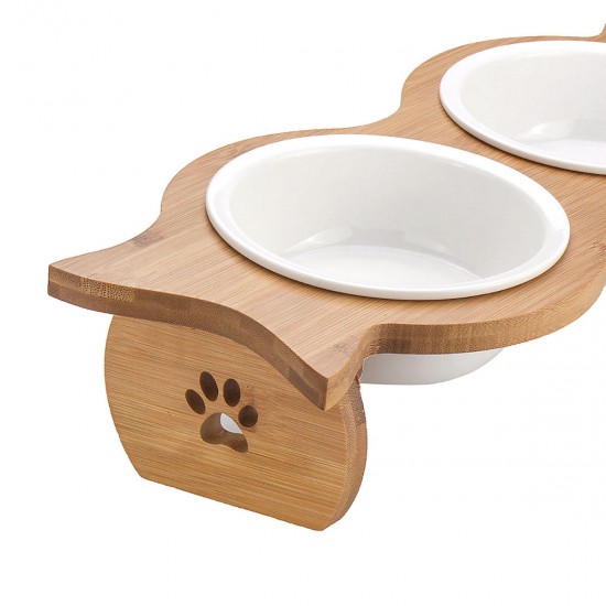 Large Double Pet Bowl Feeder Cat Dog Food Pot Stand Puppy Stainless Steel/Ceramics