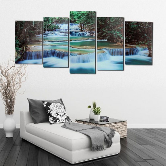 Large Framed Canvas Prints Forest Waterfall Painting Home Hanging Wall Decorations
