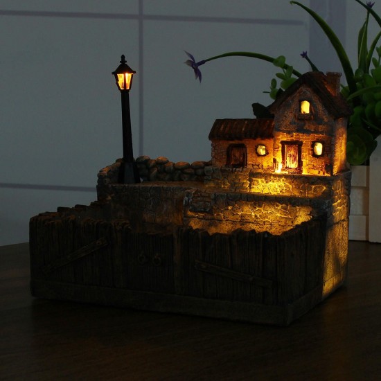 Lighting Tuscany's Cabin Flower Pot Craft Ornaments Magic Lantern House Planter Bonsai