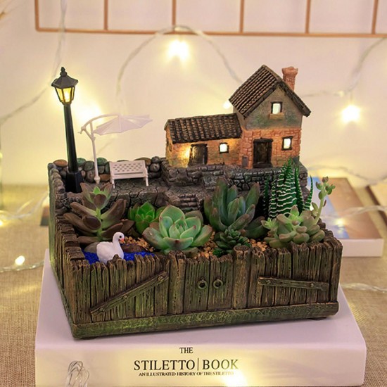 Lighting Tuscany's Cabin Flower Pot Craft Ornaments Magic Lantern House Planter Bonsai Lighting Tuscany's Cabin Flower Pot Craft Ornaments Magic Lantern House Planter Bonsai