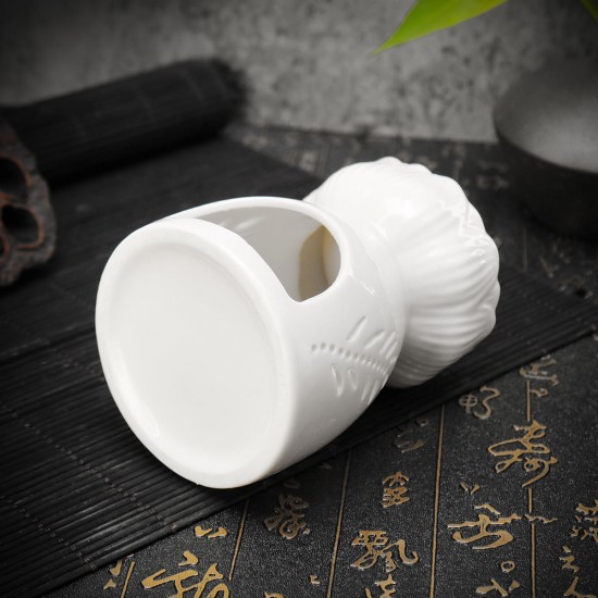 Lotus Flower Ceramic Oil Incense Burner Tea Light Holder Home Fragrance White