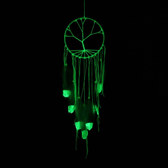 Luminous Life Tree White Fluorescent Dream Catcher Window Hanging Home Decorations