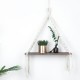 Macrame Plant Hanger Rack Hanging Shelf Bookshelf Hemp Rope Wall Mounted Shelves