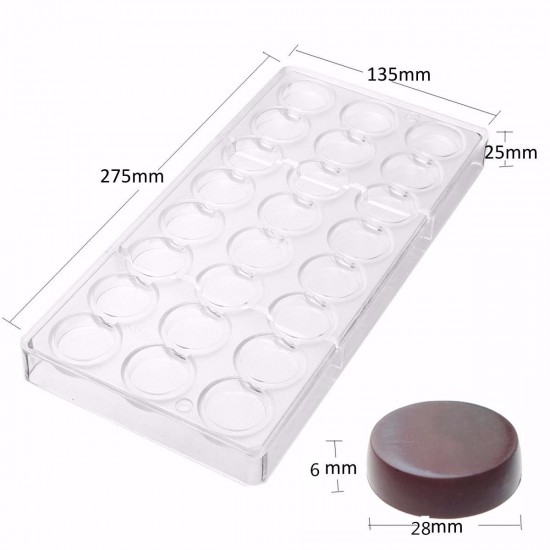 Matte Round Shaped Polycarbonate Sweet Candy Mold 24 Cavity DIY PC Chocolate Mould Tray