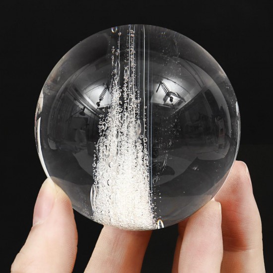 Melting Stone Sphere Quartz 60mm Clear Crystals Ball Healing Rock Decor + Stand