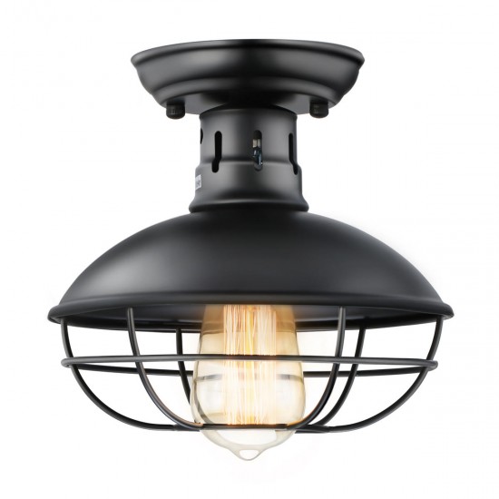 Metal Cage Ceiling Light E26 Rustic Mini Semi Flush Mounted Pendant Lighting for Foyer Kitchen Garage Porch Entryway Metal Cage Ceiling Light E26 Rustic Mini Semi Flush Mounted Pendant Lighting for Foyer Kitchen Garage Porch Entryway