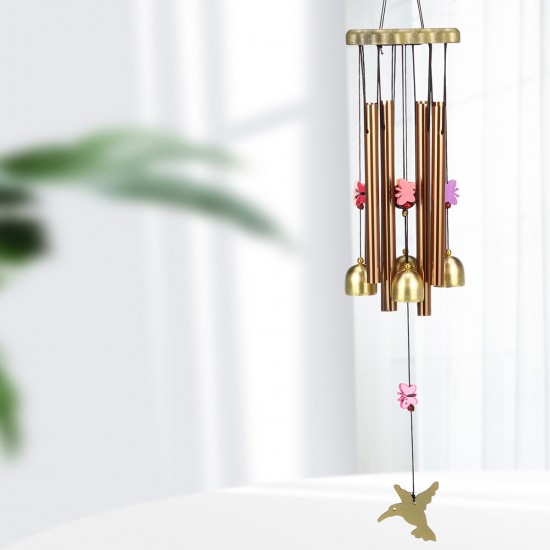 Metal Eight Tube 4 Bell Wooden Wind Chime Wooden Home Garden Handicraft Ornaments