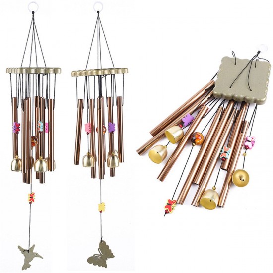 Metal Eight Tube 4 Bell Wooden Wind Chime Wooden Home Garden Handicraft Ornaments