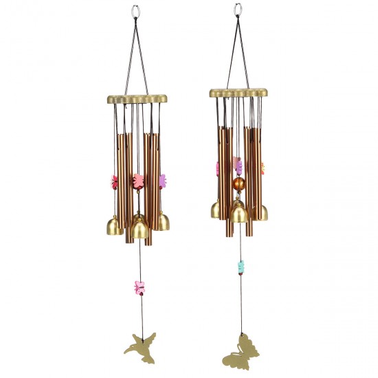 Metal Eight Tube 4 Bell Wooden Wind Chime Wooden Home Garden Handicraft Ornaments