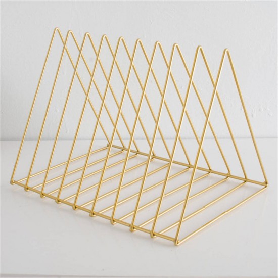 Metal Triangle Iron Art Desktop Bookshelf Letter Magazine Rack Holder Home Office Storage Metal Triangle Iron Art Desktop Bookshelf Letter Magazine Rack Holder Home Office Storage