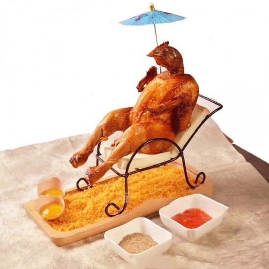 Mini Creative Chicken Reclining Chair DIY Tableware Dishes Food Rack Decorations