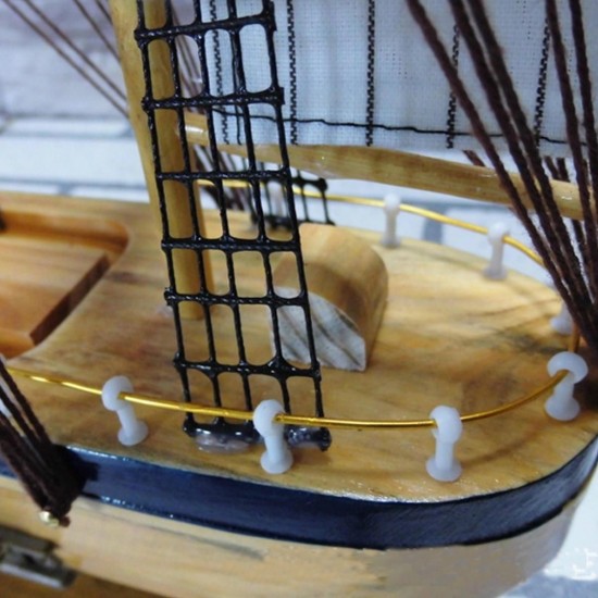 Mini Handmade Wooden Sailing Boats Model Assembly Nautical Ship Schooner Boat Decorations Gift