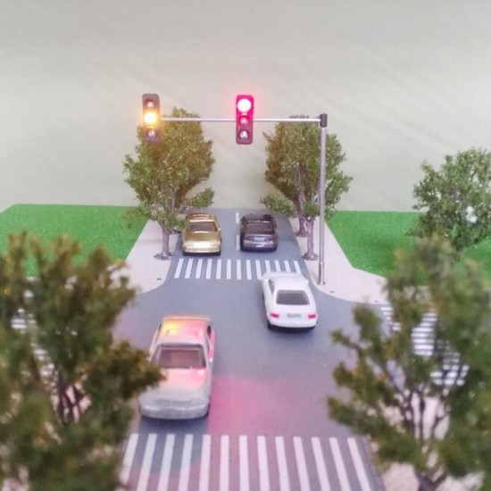 Mini Micro Traffic Signal Turn Lights Model HO OO Scale Railway Crossing Train Street Light Model