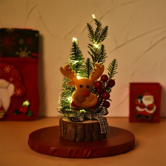 Mini Wooden Led Christmas Tree Desk Table Decoration Gift Cute Xmas Home Decoration