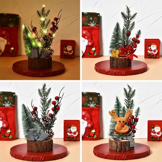 Mini Wooden Led Christmas Tree Desk Table Decoration Gift Cute Xmas Home Decoration