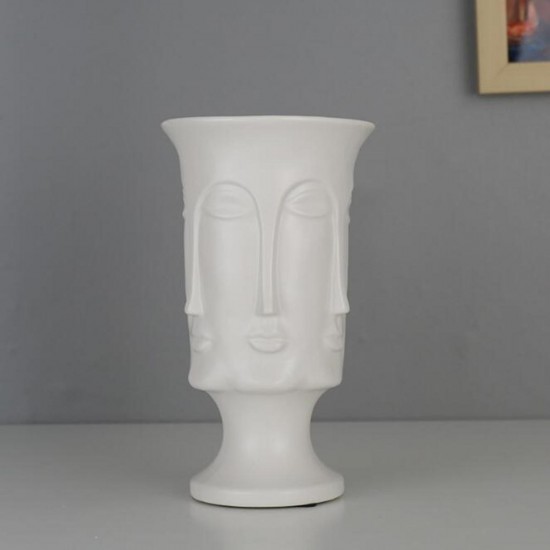 Minimalist Artificial Flower Ceramic Human Face Creative Vase Display Room Decorations