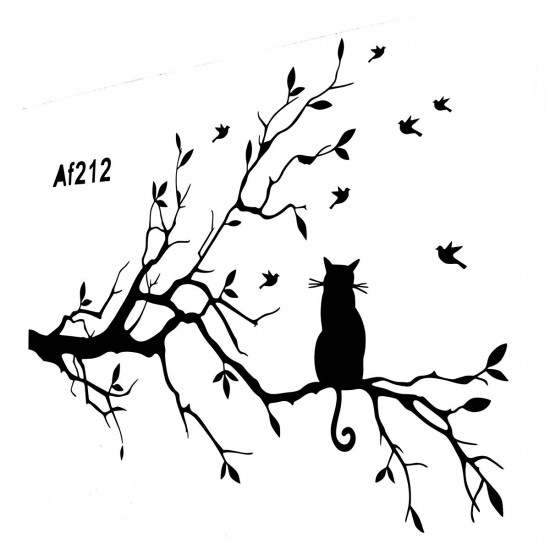 Modern Cat Tree Branches Wall Sticker Sofa Restaurant Wall Decor PVC Removable