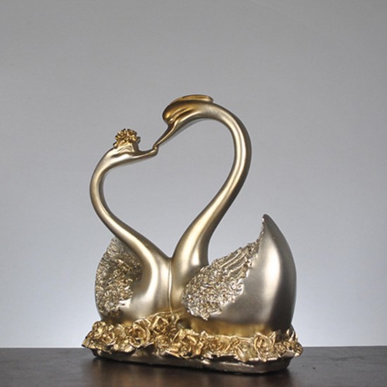 Modern Couples Swan Resin statue Craft Home Wedding Ornament Cabinet Decorations