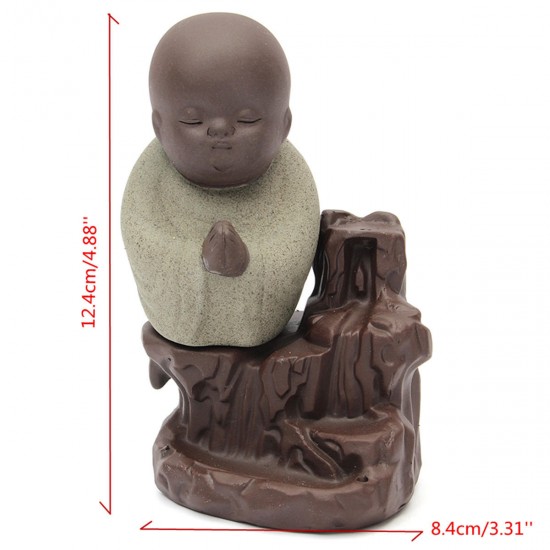 Monk Backflow Incense Cone Burner Stick Holder Buddha Home Fragrant Censer Decor