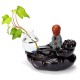 Monk Ceramic Backflow Cones Smoke Incense Burner Sticks Holder