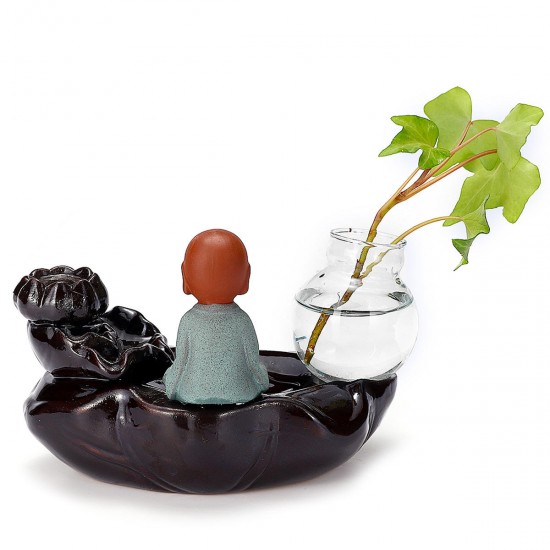 Monk Ceramic Backflow Cones Smoke Incense Burner Sticks Holder