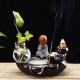 Monk Ceramic Backflow Cones Smoke Incense Burner Sticks Holder