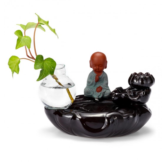 Monk Ceramic Backflow Cones Smoke Incense Burner Sticks Holder