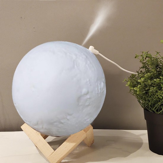 Moon Lamp Humidifier Aromatherapy Diffuser LED Desk Moon Lamp with Cool Mist Humidifier Function Adjustable Brightness and Mist Mode