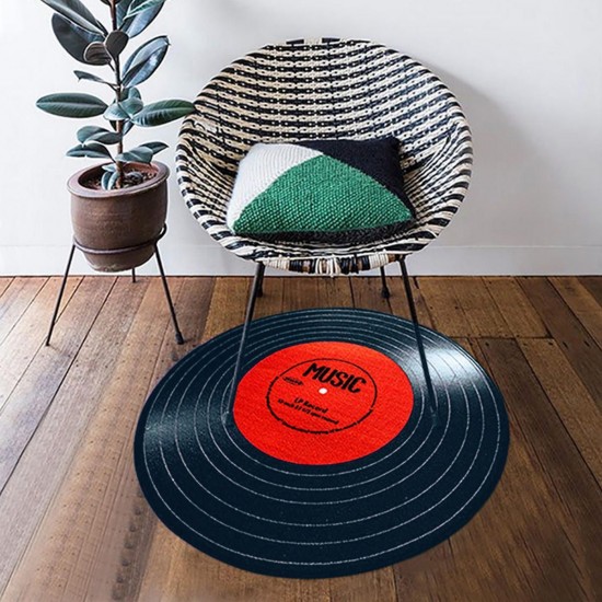 Music Vinyl Record Printed Round Carpet Soft Carpets For Living Room Anti-slip Rug Chair Floor Mat