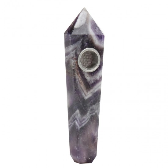 Natural Purple Amethyst Quartz Crystal Wand Pipe Healing with Carb Hole Natural Purple Amethyst Quartz Crystal Wand Pipe Healing with Carb Hole