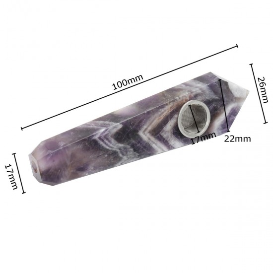 Natural Purple Amethyst Quartz Crystal Wand Pipe Healing with Carb Hole Natural Purple Amethyst Quartz Crystal Wand Pipe Healing with Carb Hole