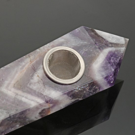 Natural Purple Amethyst Quartz Crystal Wand Pipe Healing with Carb Hole Natural Purple Amethyst Quartz Crystal Wand Pipe Healing with Carb Hole