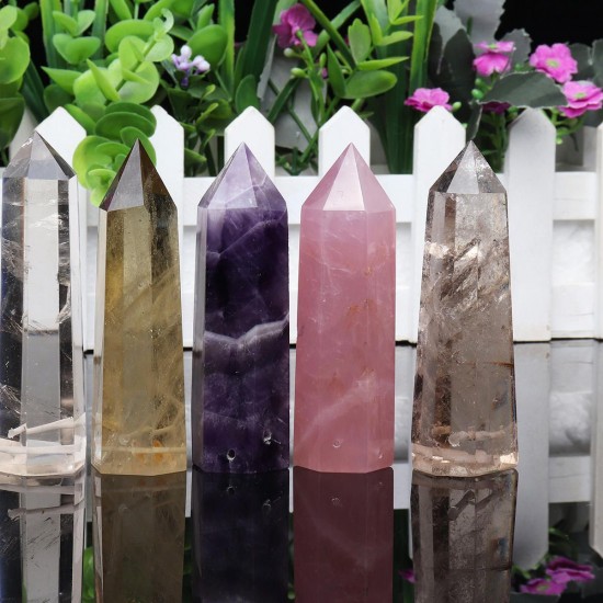 Natural Quartz Crystal One Terminated Point Prism Style Healing Wand Stone Obelisk Reiki Decorations