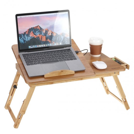 Nature Bamboo Laptop Table Simple Computer Desk With Fan For Bed Sofa Folding Adjustable Laptop Desk
