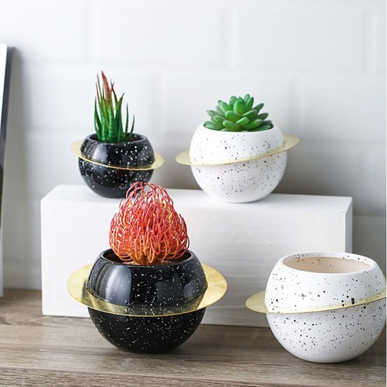 Nordic Creative Wandering Planet Round Ceramic Iron Art Vase Tabletop Flower Pot Home Wedding Living Room Decoration