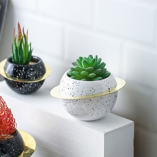Nordic Creative Wandering Planet Round Ceramic Iron Art Vase Tabletop Flower Pot Home Wedding Living Room Decoration