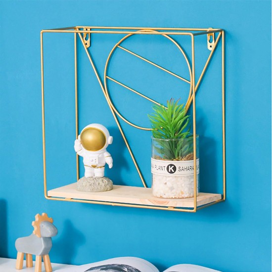 Nordic Geometery Iron Wall Hanging Storage Shelf Rack Home Decorations