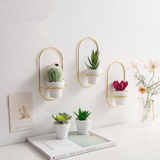 Nordic Modern Succulent Flower Planter Pot With Iron Pot Shelf Stand Garden Decoration Nordic Modern Succulent Flower Planter Pot With Iron Pot Shelf Stand Garden Decoration