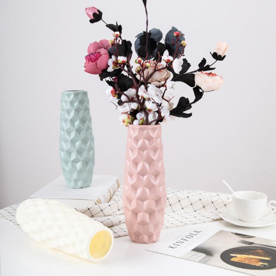 Nordic Style Flower Vase Origami Plastic Mini Bottle Imitation Ceramic Pot Decorations