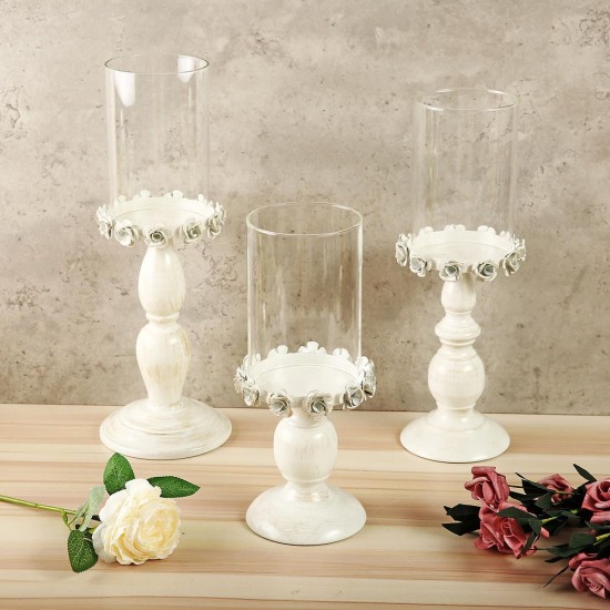 Nordic White Metal Candle Holder Glass Head Iron Candlestick Home Wedding Decor