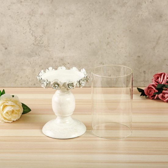 Nordic White Metal Candle Holder Glass Head Iron Candlestick Home Wedding Decor Nordic White Metal Candle Holder Glass Head Iron Candlestick Home Wedding Decor