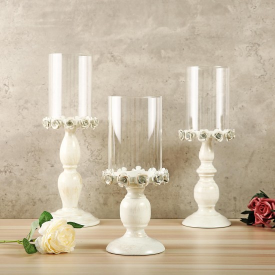 Nordic White Metal Candle Holder Glass Head Iron Candlestick Home Wedding Decor