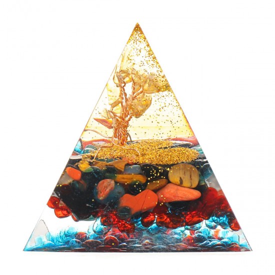 Orgonite Pyramid Energy Chakra Multiplier Reiki Peridot And Rainbow Fluorite Healing Decorations