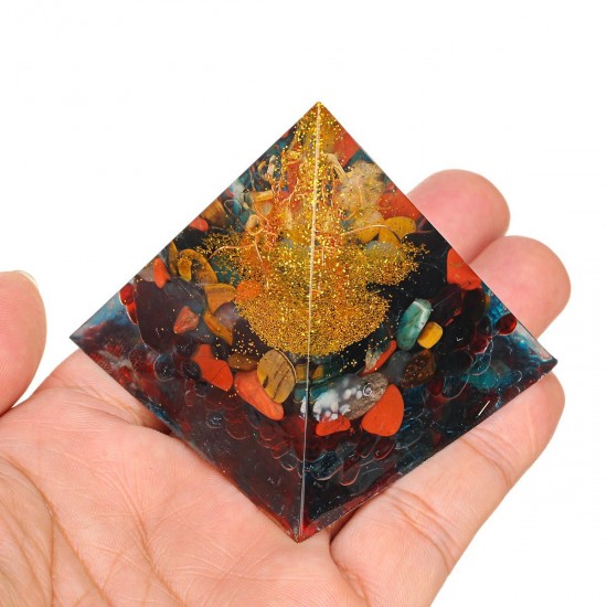 Orgonite Pyramid Energy Chakra Multiplier Reiki Peridot And Rainbow Fluorite Healing Decorations